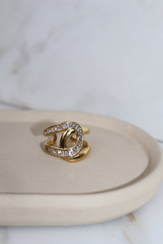SIARA | Tarnish Free | Gold chunky jeweled Ring