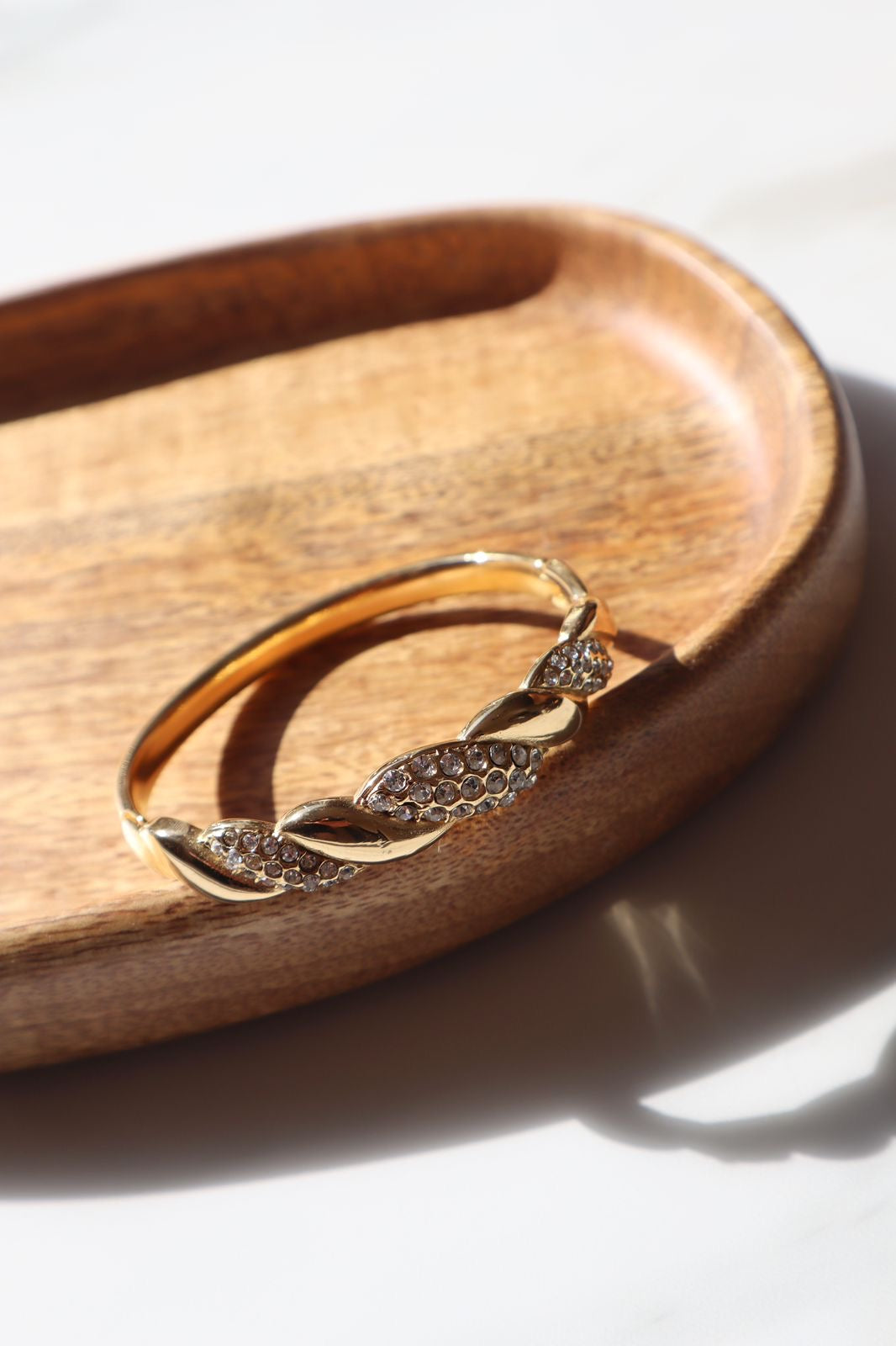 MIRABELLA|Tarnish-Free| Gold Bangle with Cubic Zirconia