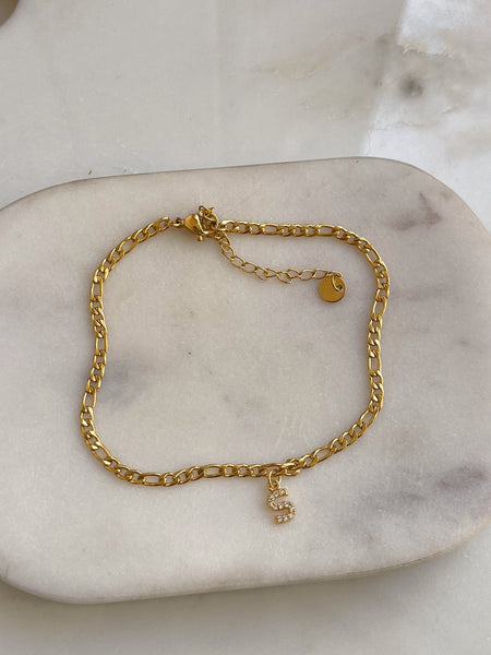 INITIAL ANKLET | 18k Gold Plated Cubic Zirconia Anklets