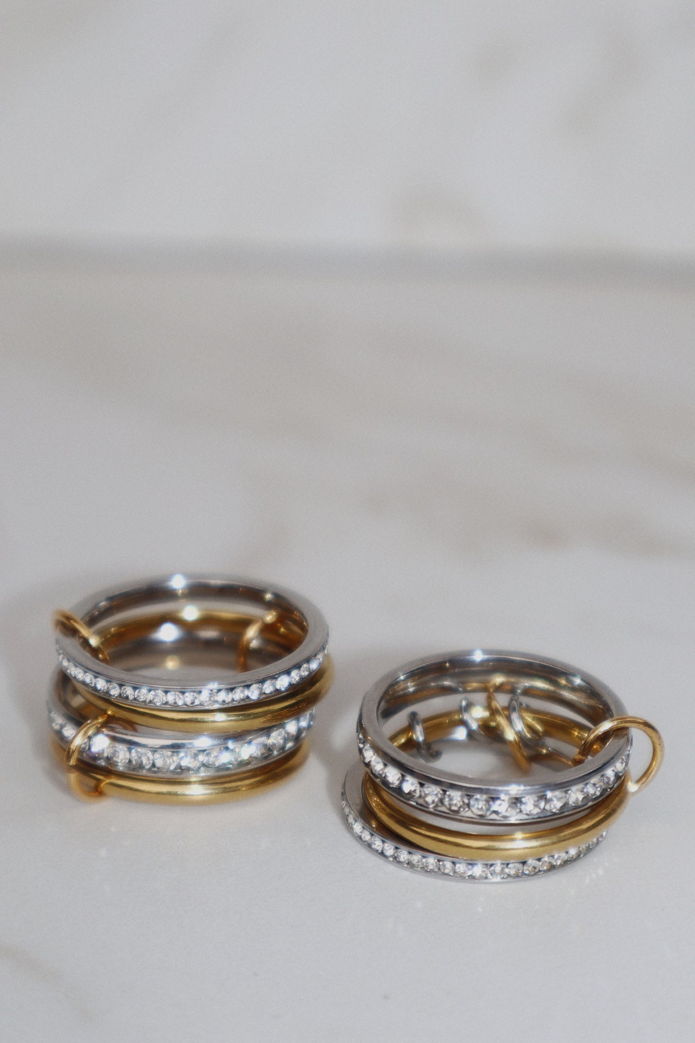 ZIA | Tarnish Free | linked 3 or 4 eternity bands Ring | Gold and Silver