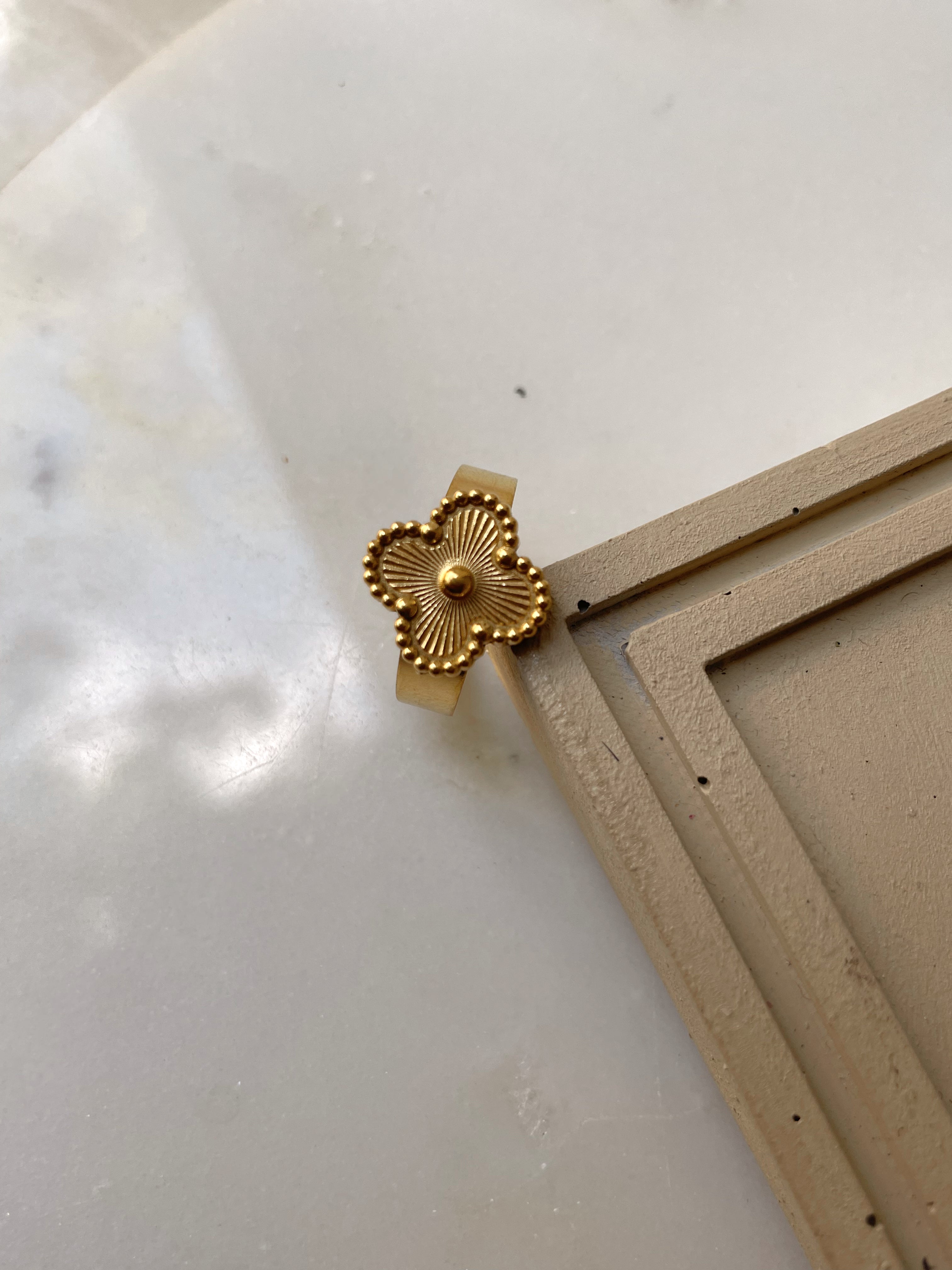 CLOVER RING | Tarnish Free | Gold/Silver Black/White Clover Flower | Ring