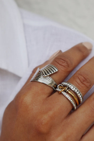 ZIA | Tarnish Free | linked 3 or 4 eternity bands Ring | Gold and Silver