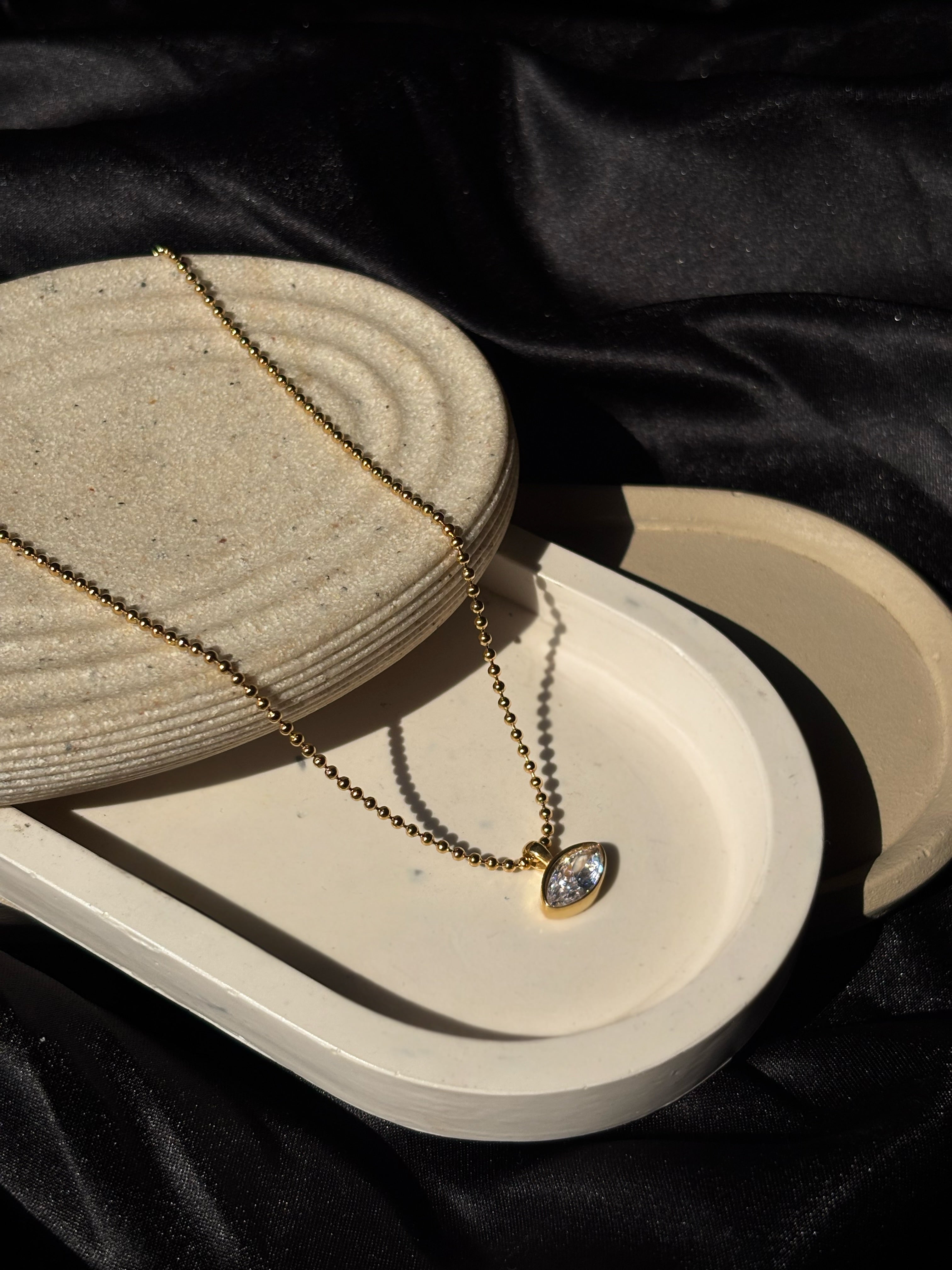 DAWN|TARNISH-FREE|BEADED CHAIN NECKLACE