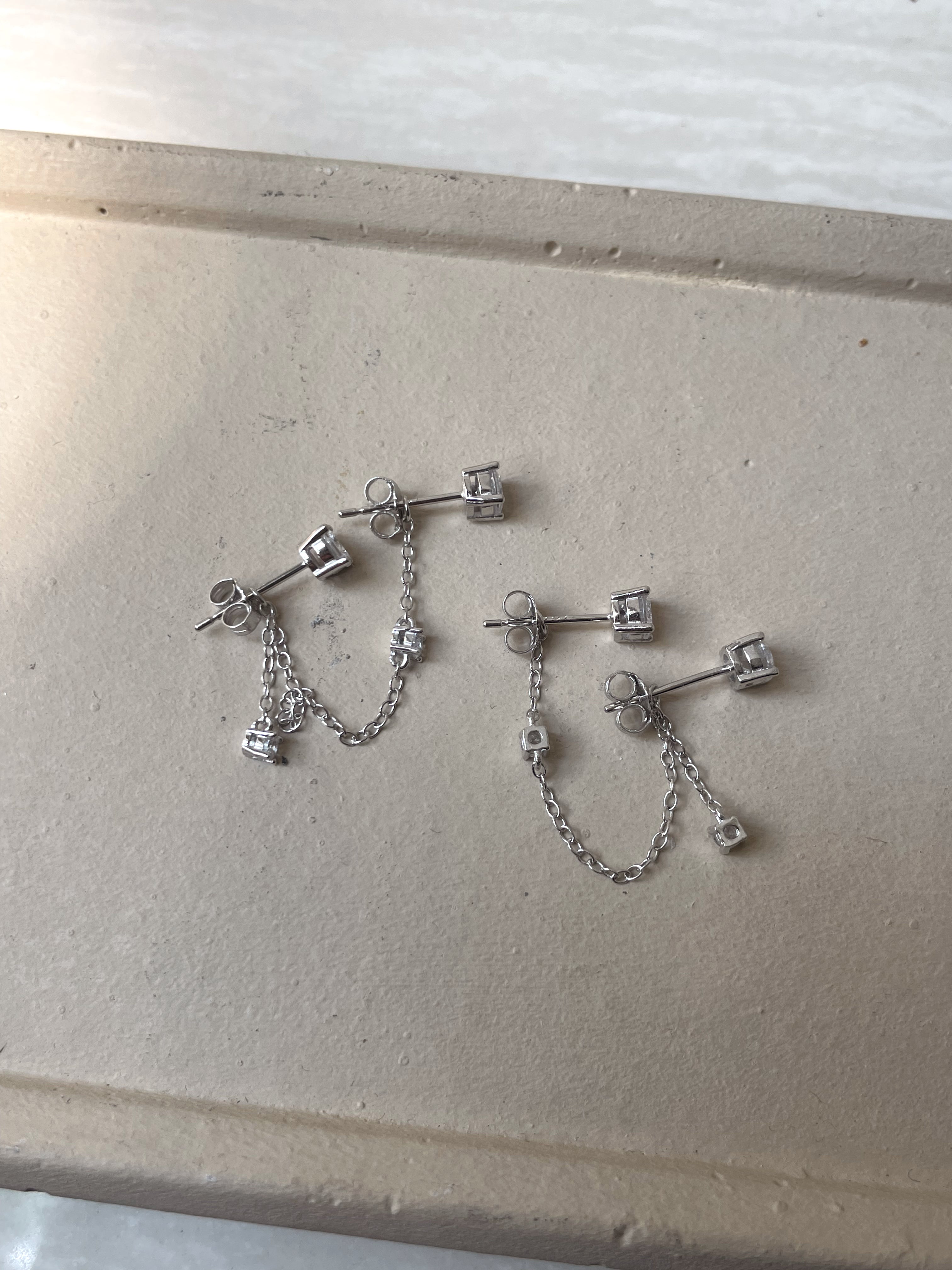 ZELDA| Double Piercing Studs| S925 Sterling Silver 18ct gold plated | Pair