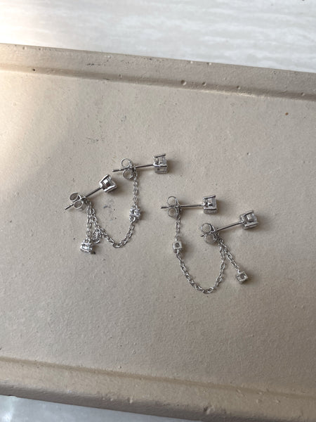 ZELDA| Double Piercing Studs| S925 Sterling Silver 18ct gold plated | Pair