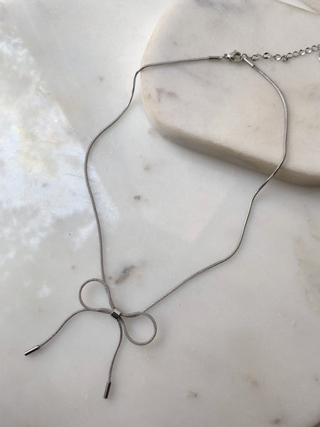 ROMY | Tarnish Free | Stainless Steel | Gold Thin Bow Tie | Necklace