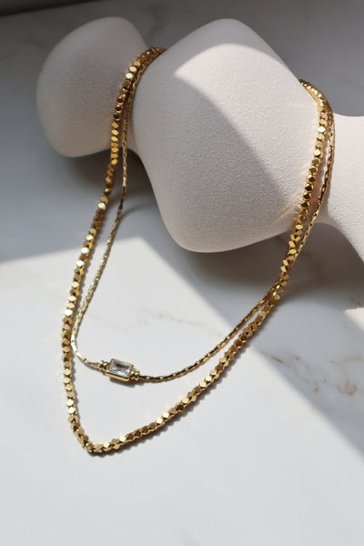 NURAAN | Tarnish-Free | Gold/Silver | Cubic Zirconia Rectangular Drop | Necklace/Bracelet