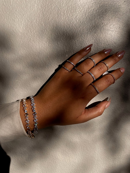 FLAUNT | Tarnish Free | Thin Encrusted | Gold/Silver/Rose Gold Ring (1 piece)