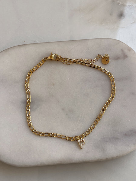 INITIAL ANKLET | 18k Gold Plated Cubic Zirconia Anklets