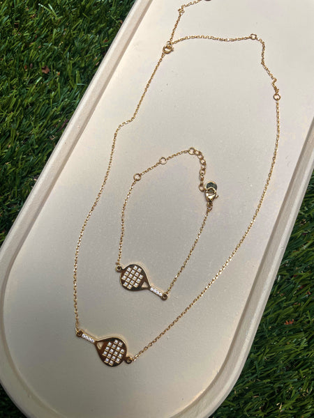 PADEL STUDDED | Tarnish-Free | Stainless Steel | Cubic Zirconia | Gold/Silver | Padel Necklace/Bracelet
