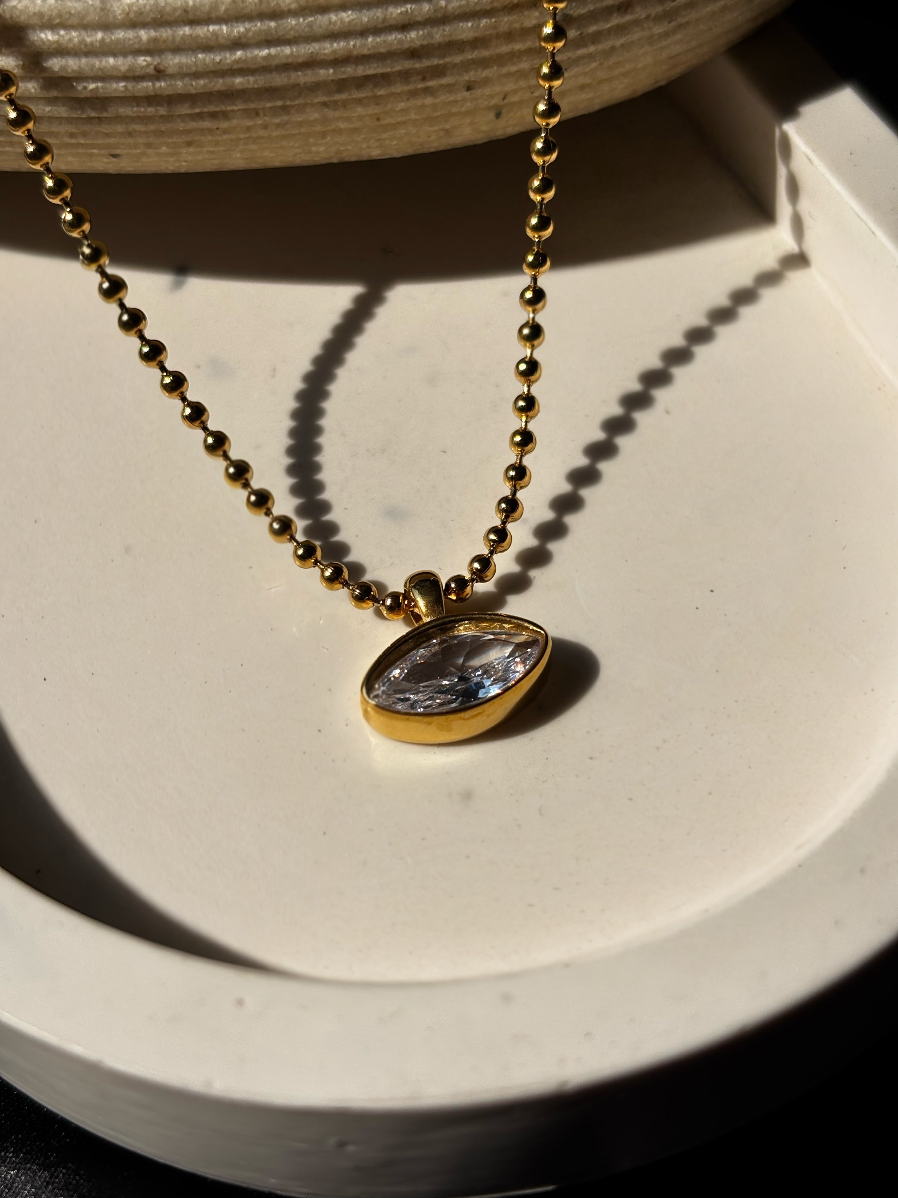 DAWN|TARNISH-FREE|BEADED CHAIN NECKLACE