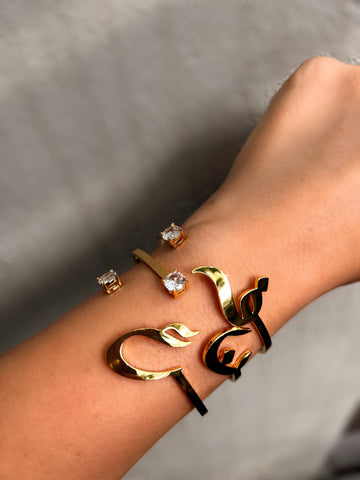 ARABIC ART CUFFS | Tarnish Free | Stainless Steel I 18ct gold/ rhodium plated Cubic Zirconia