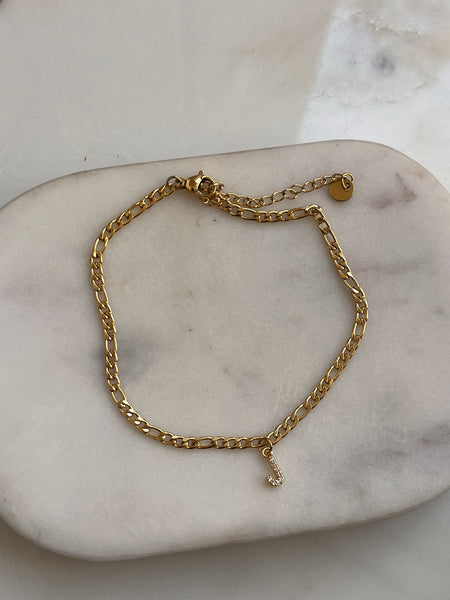 INITIAL ANKLET | 18k Gold Plated Cubic Zirconia Anklets