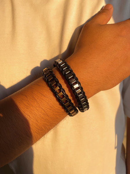 STATE | ZibaMan | Black/Gold/Silver Leather Bracelet
