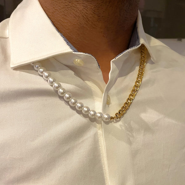 EROS | ZibaMan | Silver/Gold Pearl Necklace | Tarnish-Free