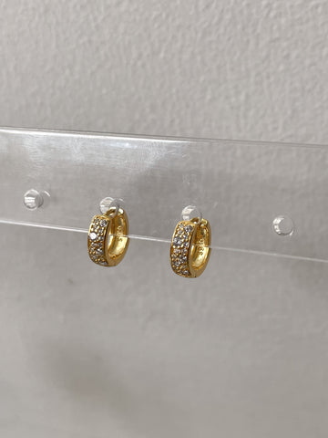 APHRODITE | Gold Encrusted Dainty (8mm) Huggies | S925 Sterling Silver | 18ct Gold Plated Huggie | Earrings