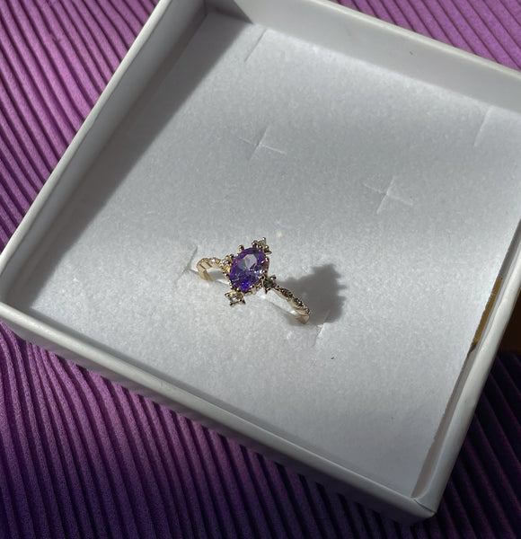 LAVENDER | S925 Sterling Silver I 18k Gold/Platinum Plated I Purple Cubic Zirconia | Ring