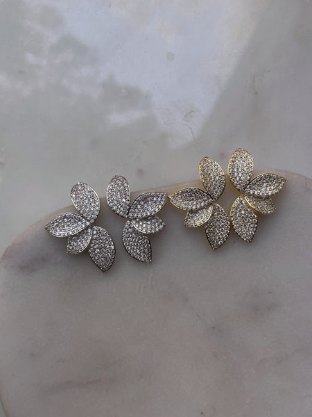 ISABELLA | Jewel Encrusted | Gold/Silver | Flower Halves | Earring
