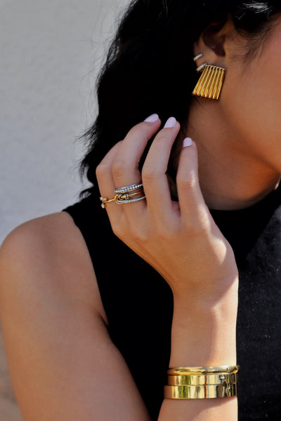 ZIA | Tarnish Free | linked 3 or 4 eternity bands Ring | Gold and Silver