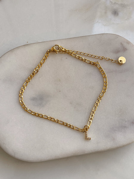 INITIAL ANKLET | 18k Gold Plated Cubic Zirconia Anklets