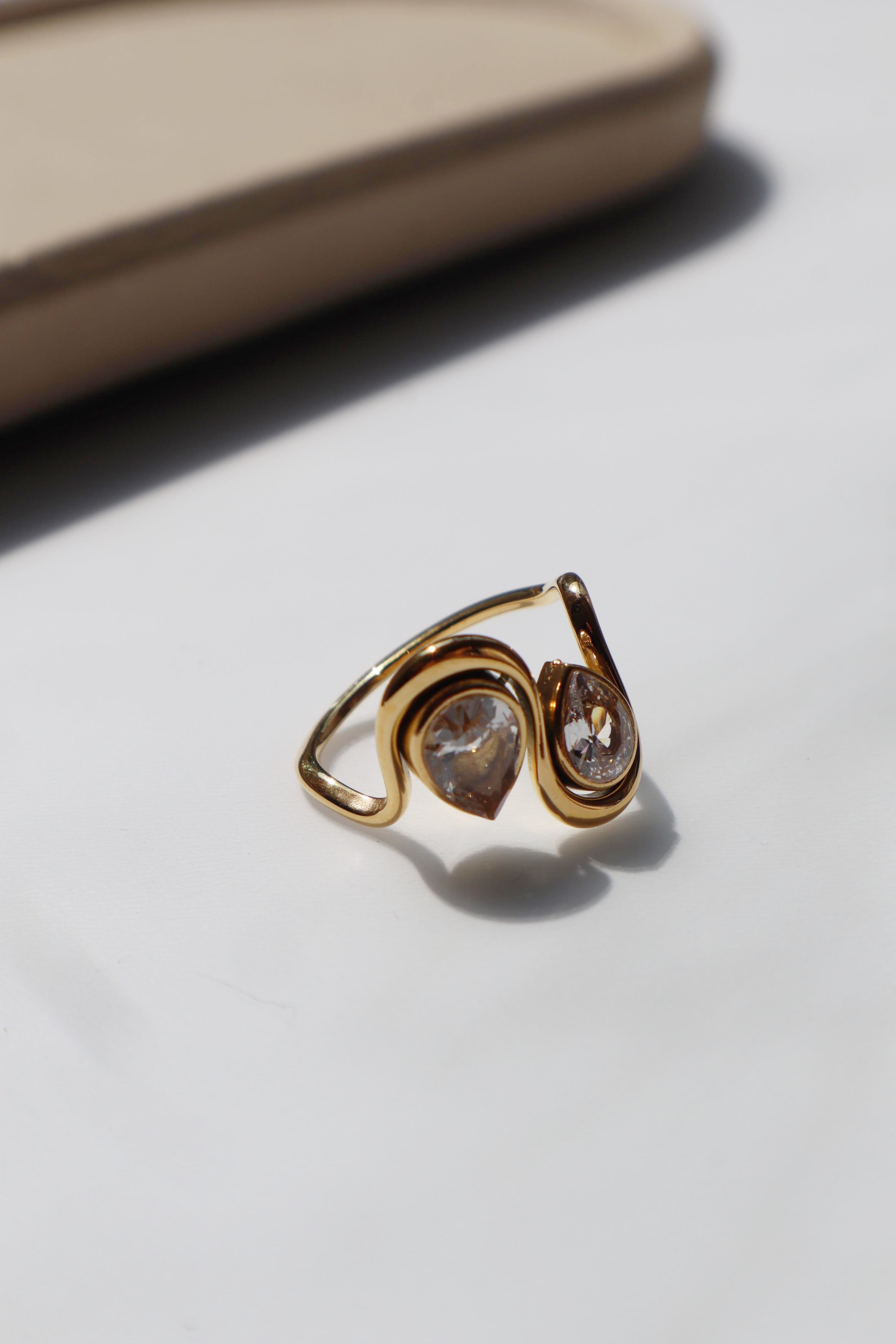 PROMISE|Tarnish-Free| Gold Double Diamond Ring