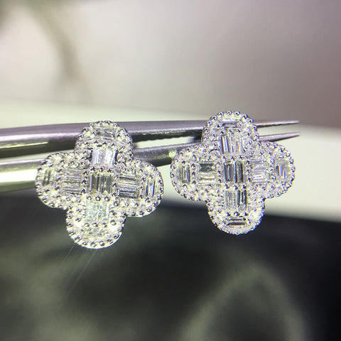 CLOVE | Silver Luxury Cubic Zirconia | Clove Stud | Earrings