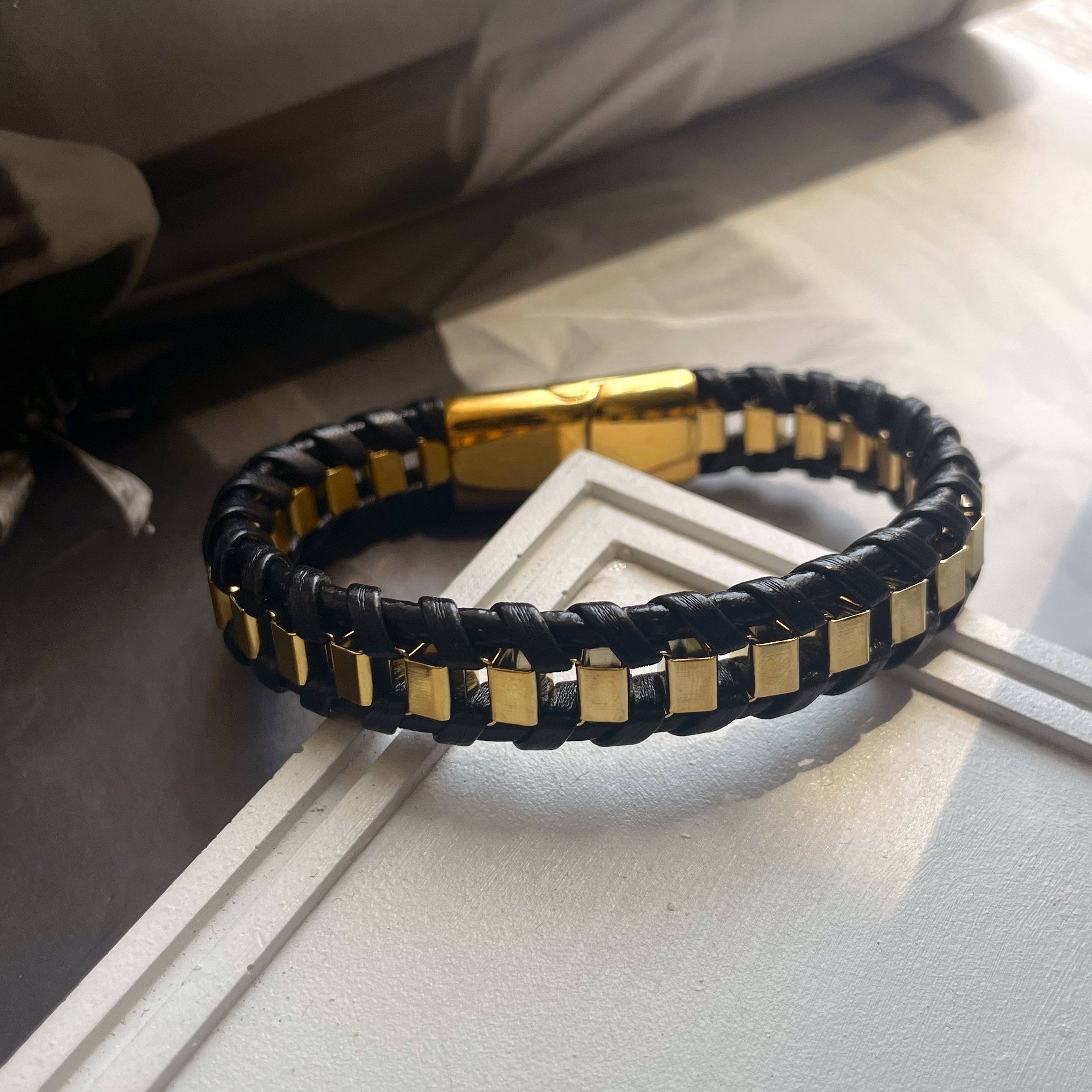 STATE | ZibaMan | Black/Gold/Silver Leather Bracelet