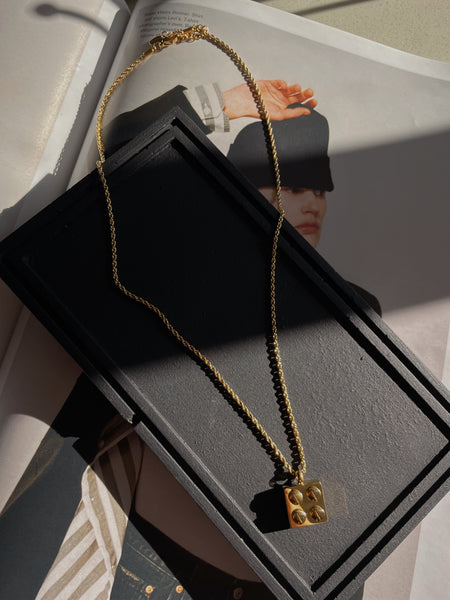 THE LEGO PIECE | ZibaMan | Gold 4 Stud Lego Block Pendant Rope Chain Necklace | Tarnish-Free