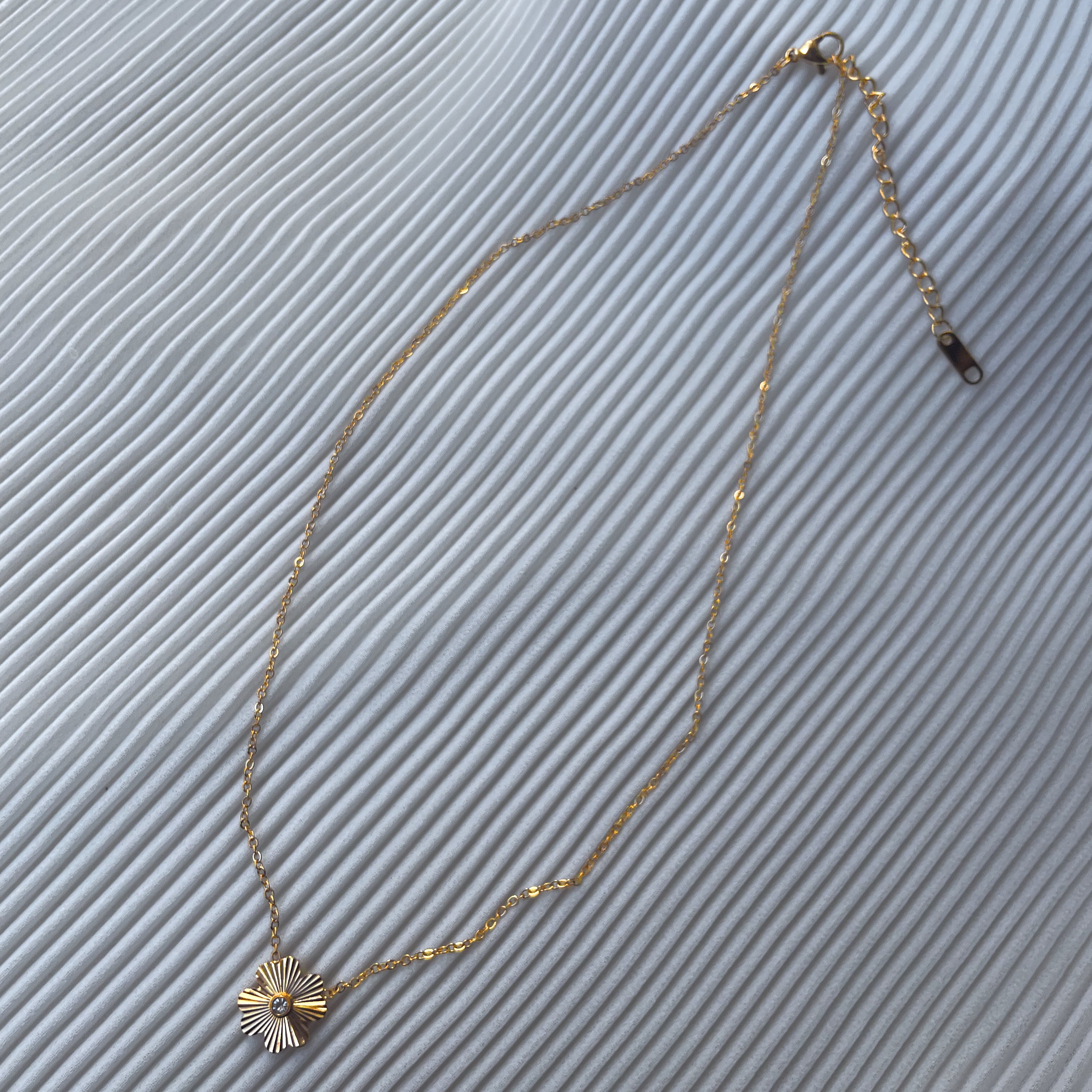 DAHLIA | Tarnish Free | Gold Flower and Cubic Zirconia | Pendant Necklace