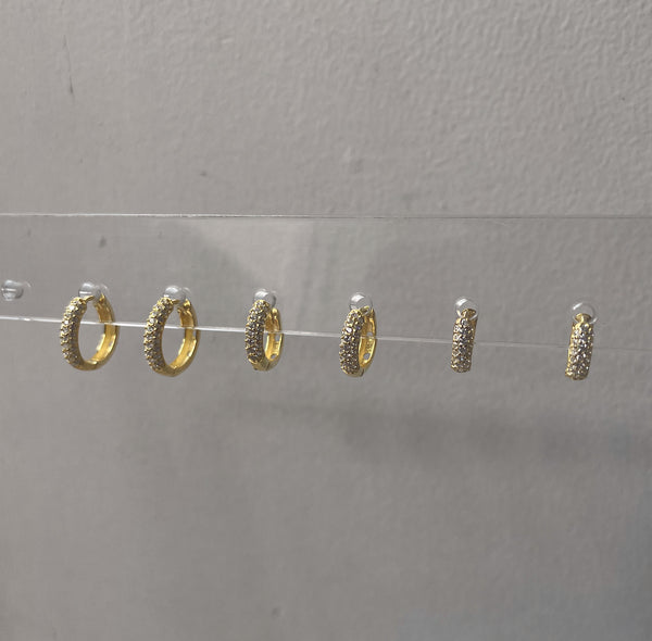 HERA | S925 Sterling Silver | 18ct Gold Plated | Cubic Zirconia | Gold/Silver | Encrusted Huggies | Earring