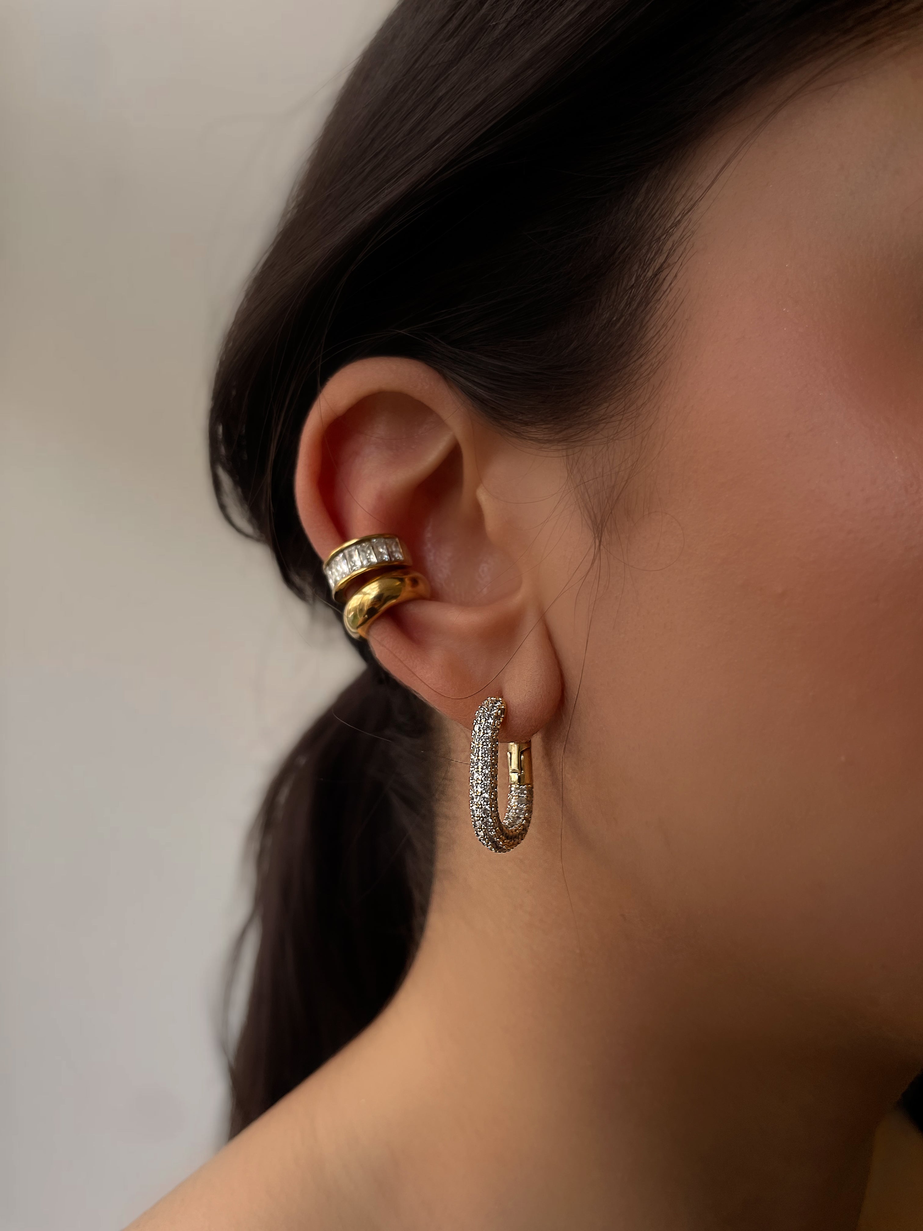 REIGN | Sterling Silver 18k Gold Plated | Encrusted rectangular  | Earring