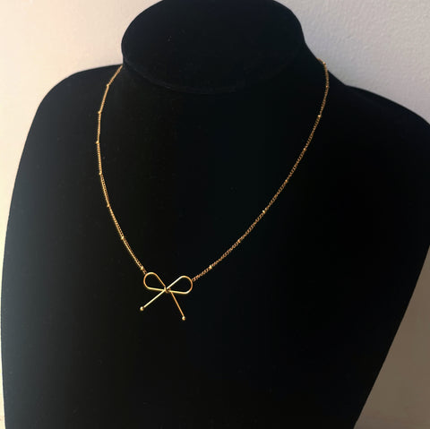 SERENA | Tarnish Free| Gold Wire Bow | Necklace