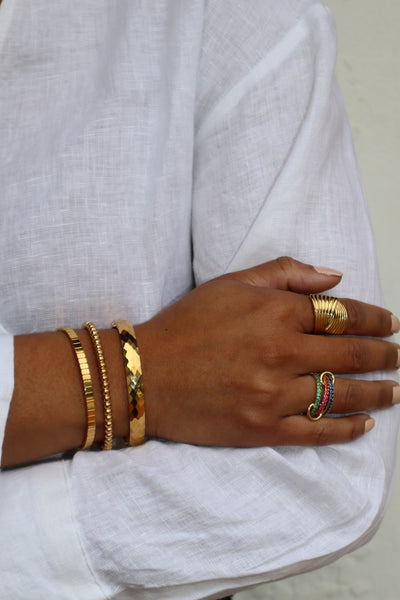 LIA | | linked 3 Multi Colour eternity bands Ring | Gold