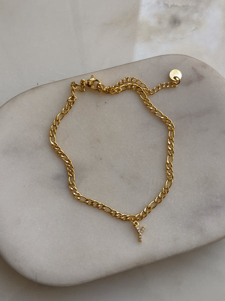 INITIAL ANKLET | 18k Gold Plated Cubic Zirconia Anklets