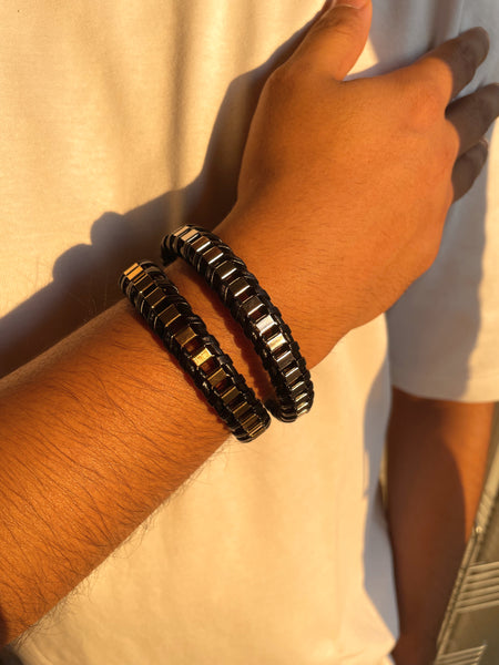 STATE | ZibaMan | Black/Gold/Silver Leather Bracelet