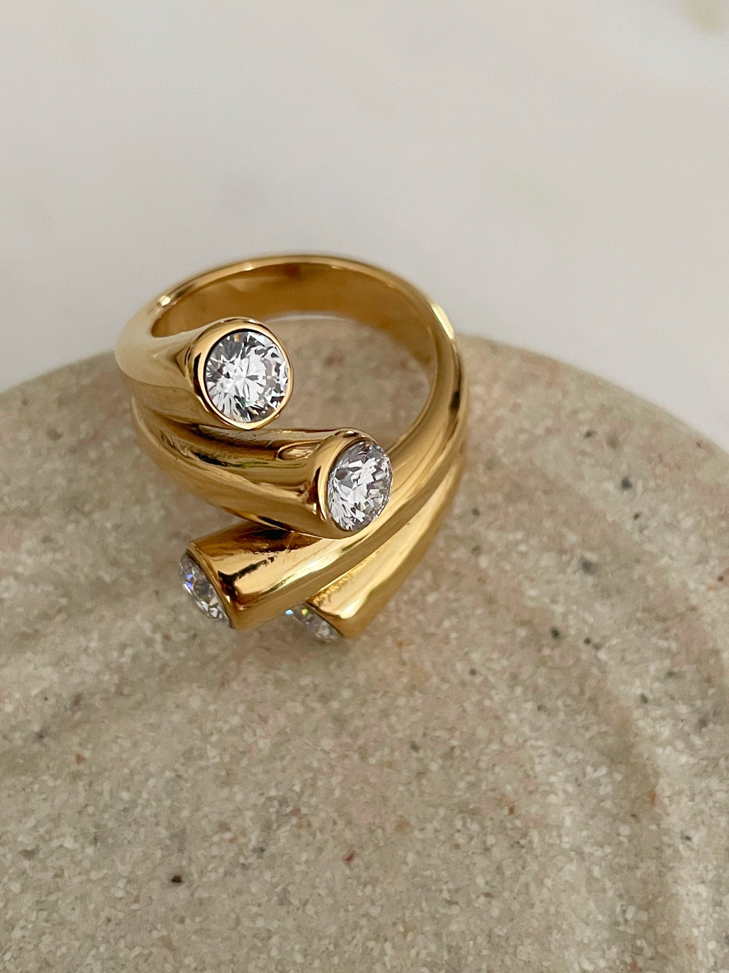 Solar Swirl|Tarnish-Free|Gold Spiral Ring