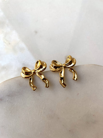 PICTURE PERFECT | Tarnish-Free | Gold Textured Bow | Earring