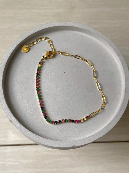 BREE | Gold/Silver Paperclip and Crystal Bracelet | Tarnish Free