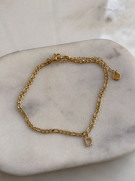 INITIAL ANKLET | 18k Gold Plated Cubic Zirconia Anklets