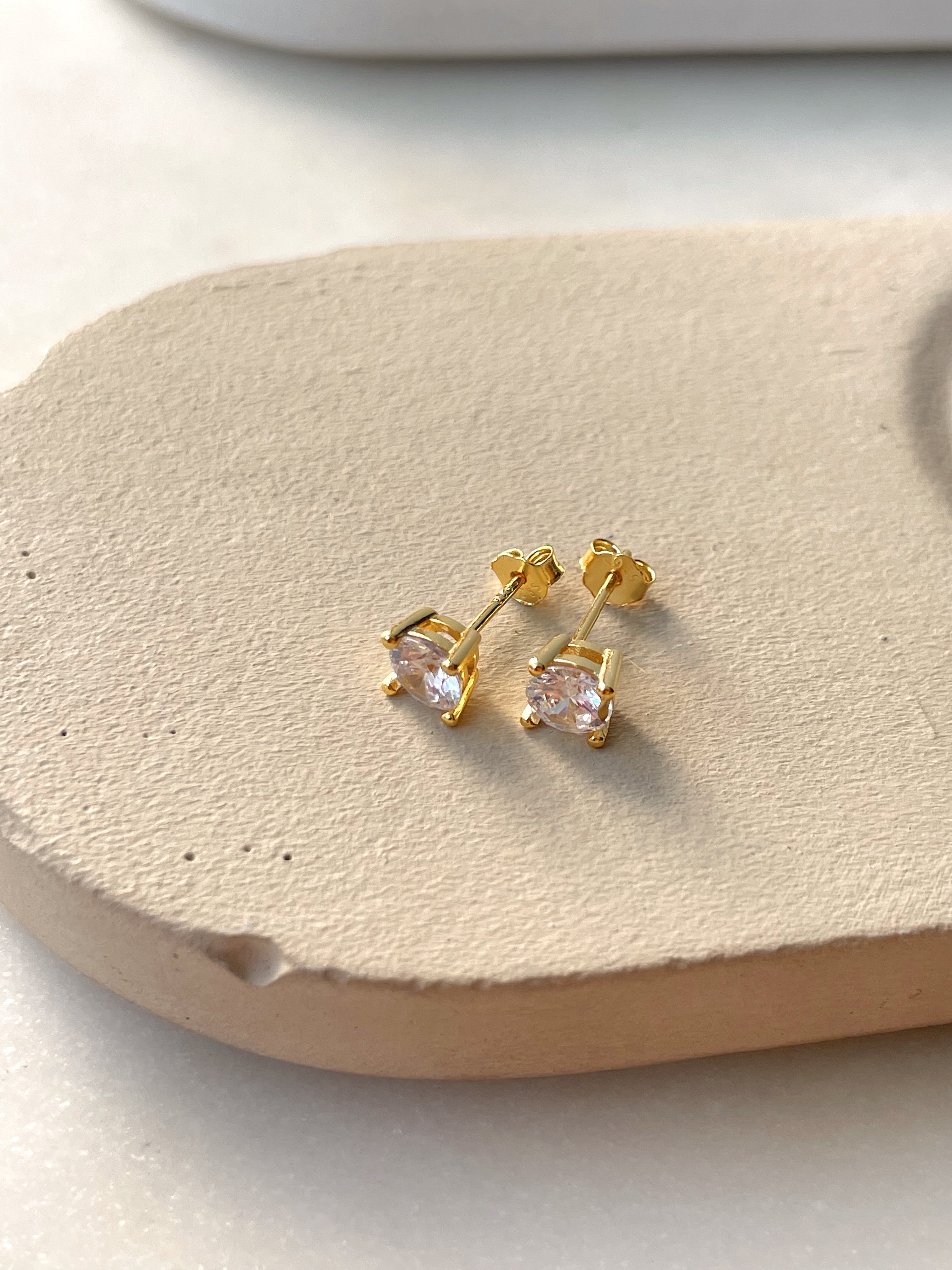 CLASSIC STUDS | S925 Sterling Silver | 18ct Gold Plated | Cubic Zirconia |  Stud Earring