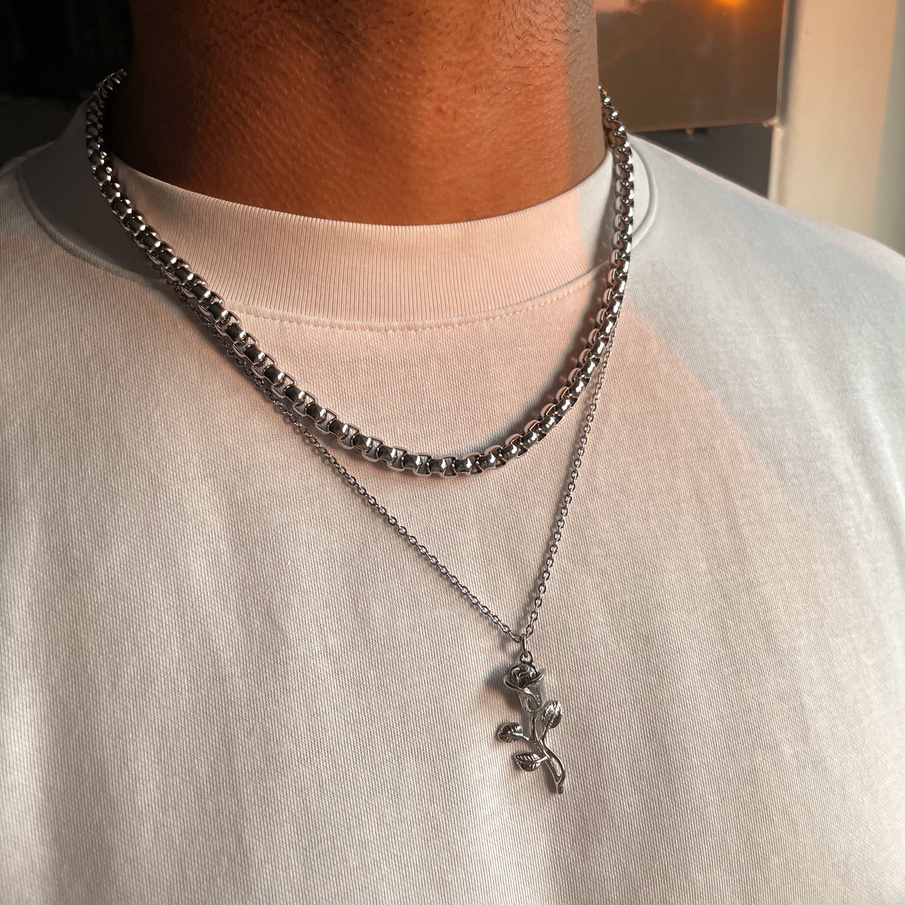 YVES | ZibaMan | Gold/Silver Rose Pendant Necklace | Tarnish-Free