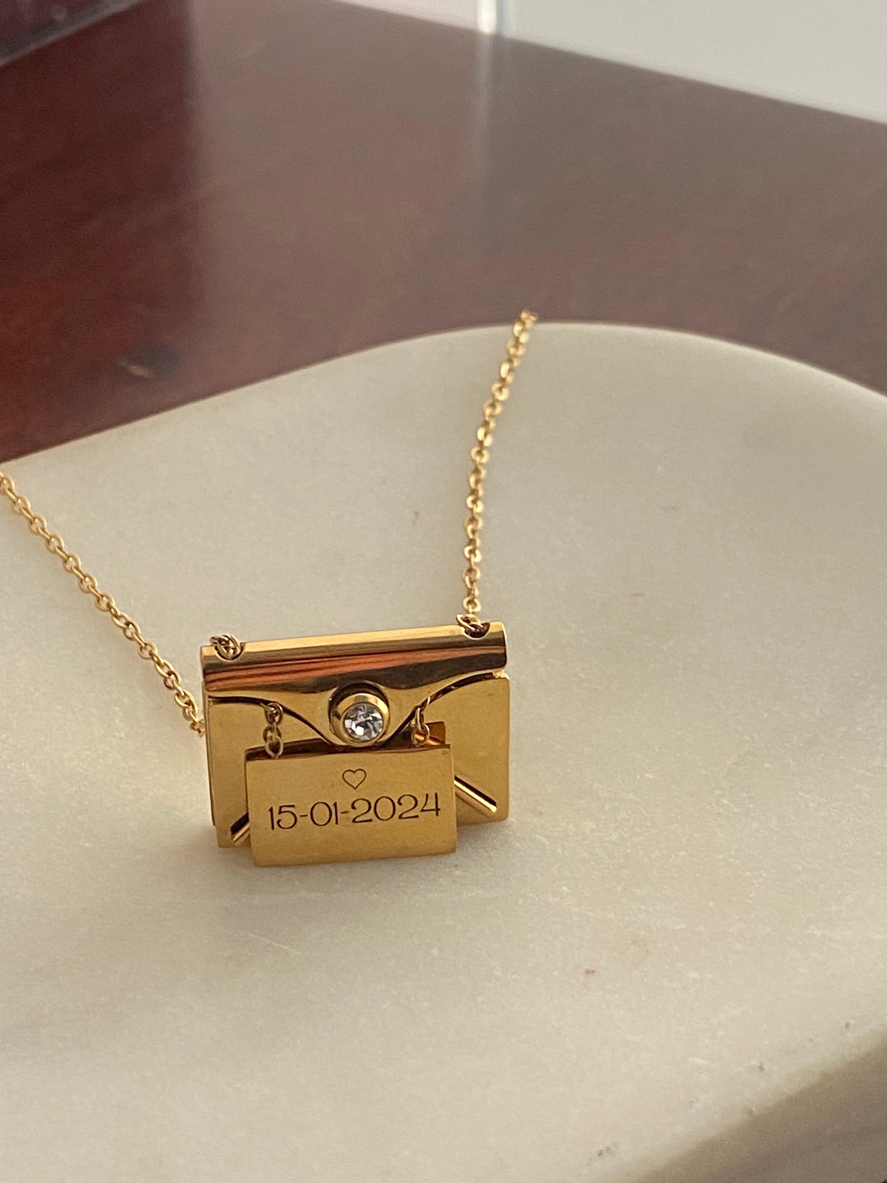 ENVELOPE LOVE + ENGRAVING| Silver/Gold/Rose Gold Necklace | Tarnish-Free