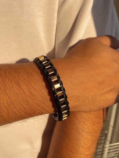 STATE | ZibaMan | Black/Gold/Silver Leather Bracelet