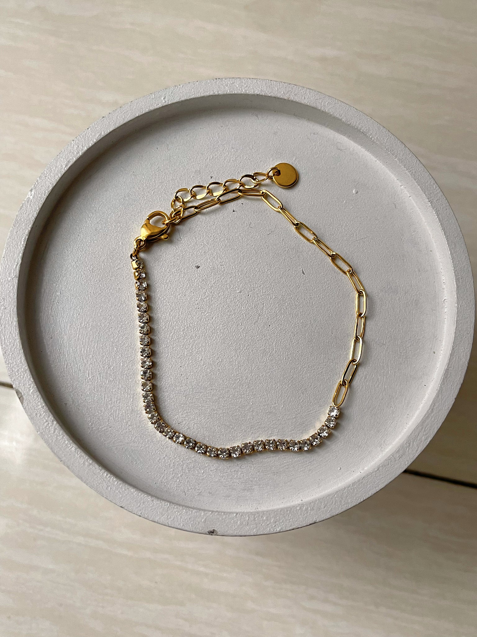 BREE | Gold/Silver Paperclip and Crystal Bracelet | Tarnish Free