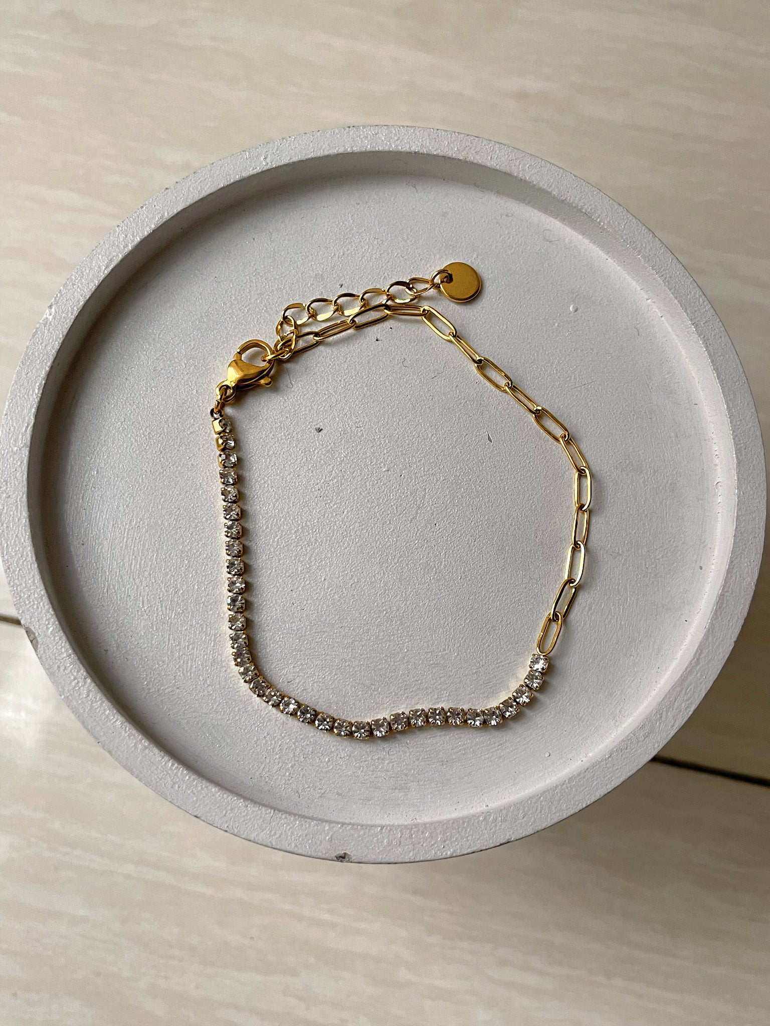 BREE | Gold Paperclip and Crystal Bracelet