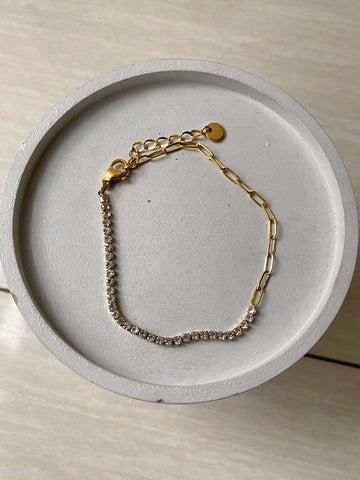 BREE | Gold/Silver Paperclip and Crystal Bracelet | Tarnish Free