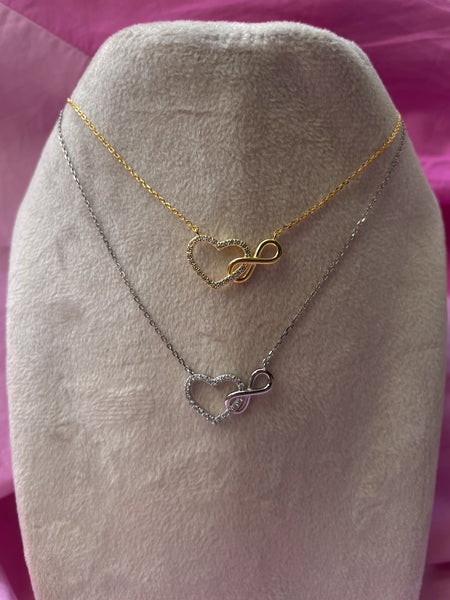 ETERNAL LOVE | S925 Sterling Silver | 18ct Gold/Silver Plated | Heart-Infinity Necklacet