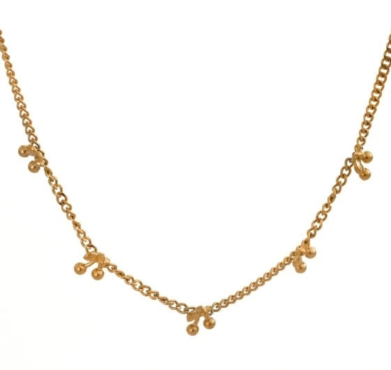 GOLDEN CHERRY🍒| Tarnish Free | Gold Cuban Link Cherry Charm | Necklace