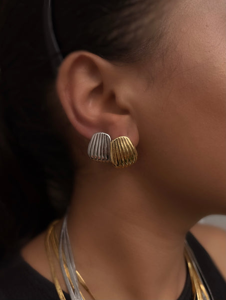 HOPEFUL | Tarnish Free | Ridged Shell Flat Stud | Gold/Silver | Earrings