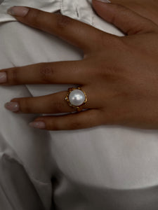 MILA| | Tarnish Free | Gold Irregular Pearl Ring
